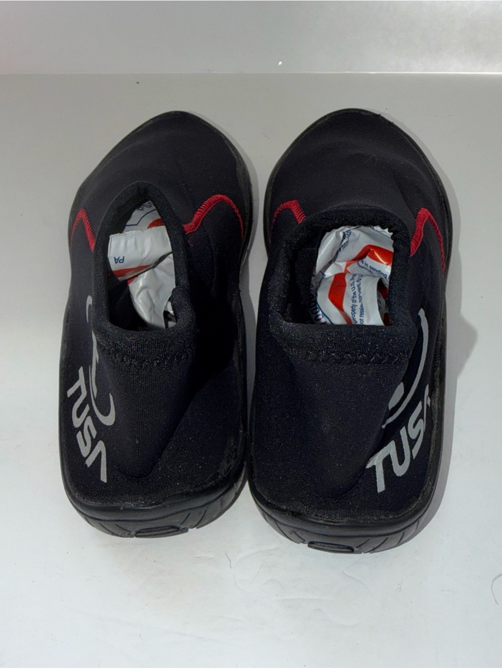 Tusa Men's Black Neoprene Water Shoes with Red Stitching - Picture 3 of 6